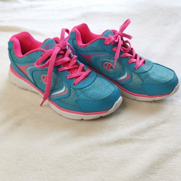 Champion Neon Blue and‎ Pink Sparkly Girls Running Shoe - Picture 2 of 8